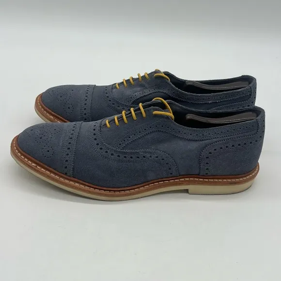 Allen Edmonds Strandmok 2.0 Men 10.5D Blue Suede Oxford Vibram Gumlite Sole Shoe