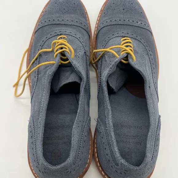 Allen Edmonds Strandmok 2.0 Men 10.5D Blue Suede Oxford Vibram Gumlite Sole Shoe