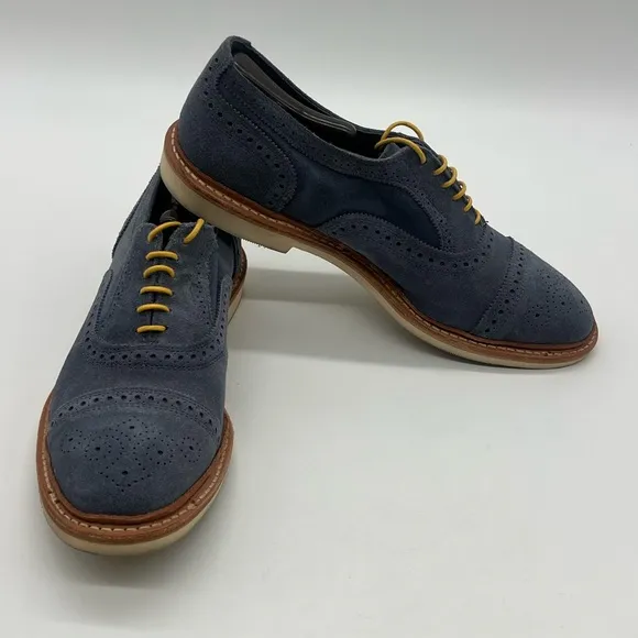 Allen Edmonds Strandmok 2.0 Men 10.5D Blue Suede Oxford Vibram Gumlite Sole Shoe