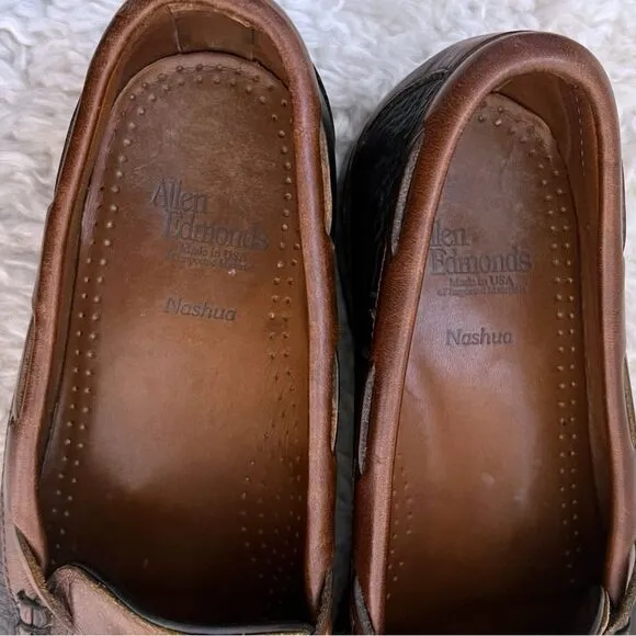 Allen Edmonds Nashua Loafers Brown Black Leather Tassel Loafers Vibram SZ 10