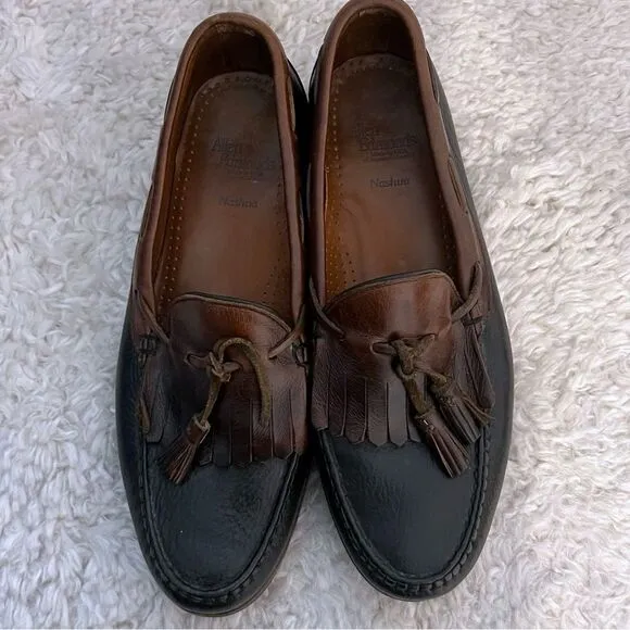 Allen Edmonds Nashua Loafers Brown Black Leather Tassel Loafers Vibram SZ 10