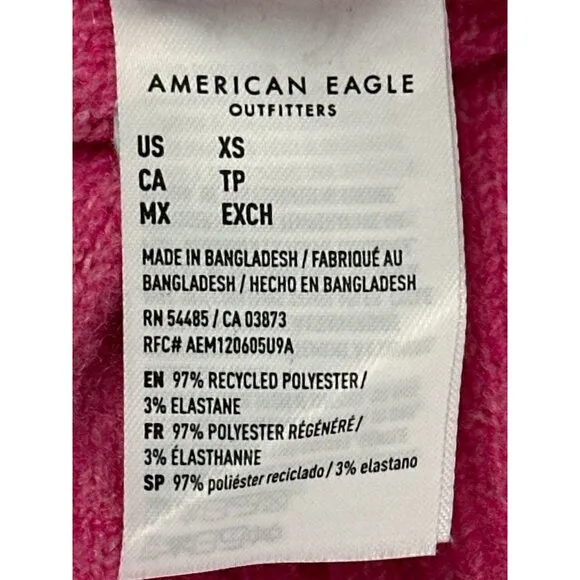 American Eagle Outfitters Pink Long Sleeve Soft Plush Sweater Recycled Polyester