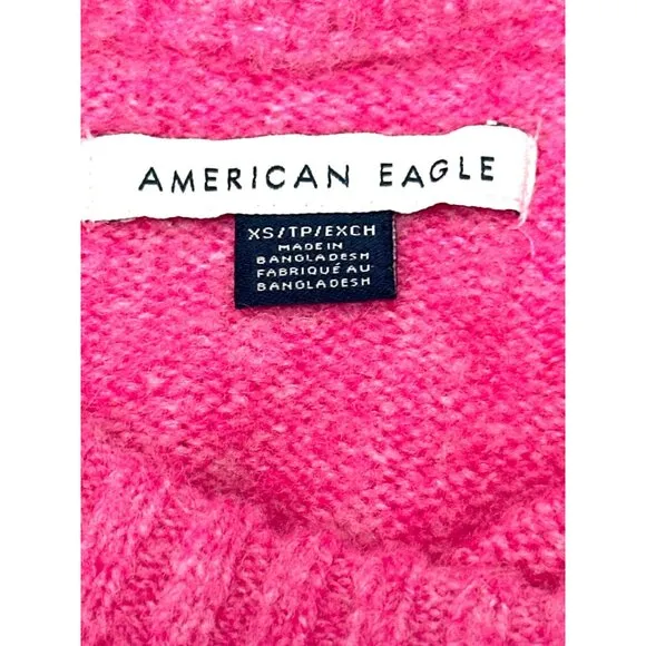 American Eagle Outfitters Pink Long Sleeve Soft Plush Sweater Recycled Polyester