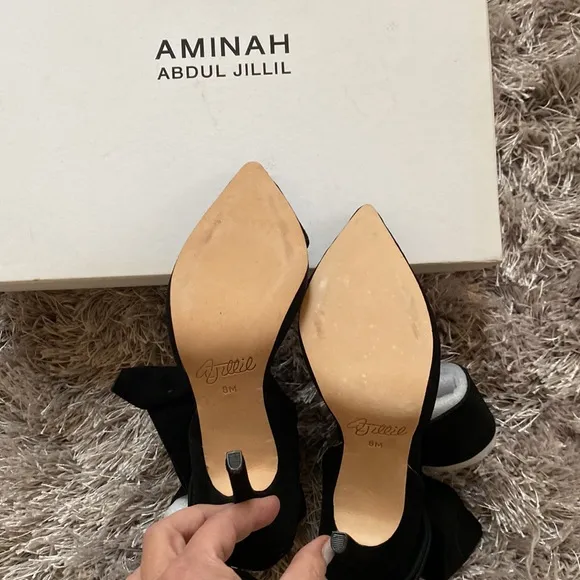 Aminah Abdul Jillil Black Suede Bow Pump, Sz 8