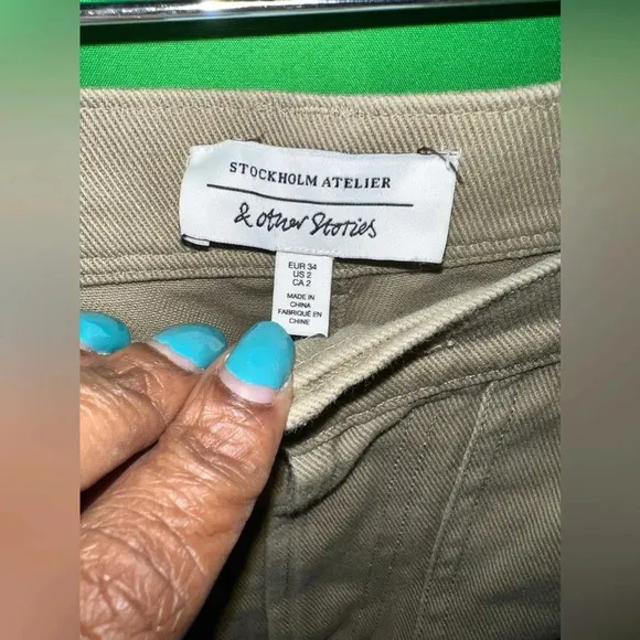 &amp; other stories khaki cropped denim jeans, size 2