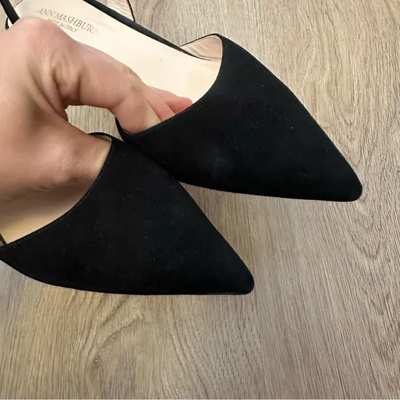 Ann Mashburn Black Suede Slingback Shoes size 39