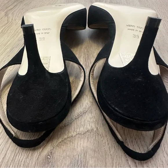 Ann Mashburn Black Suede Slingback Shoes size 39