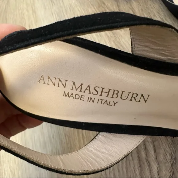 Ann Mashburn Black Suede Slingback Shoes size 39