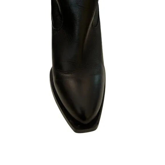 Anthropologie Maeve Tall Black Leather Western Boots Size 8 NEW