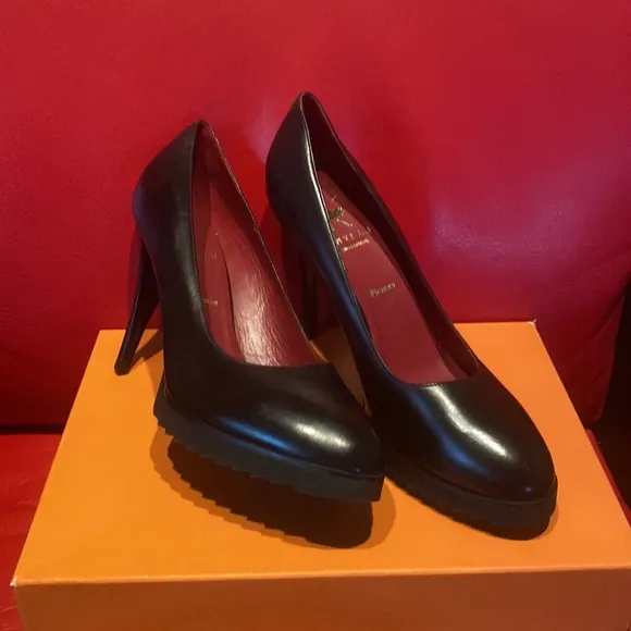 Anyi Lu Signature Firenze Sexy Extra Light Black Red Gold Leather Lining Shoes