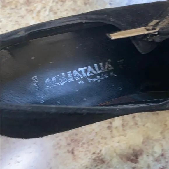 Aquatalia black suede flat size 7 1/2 shoes