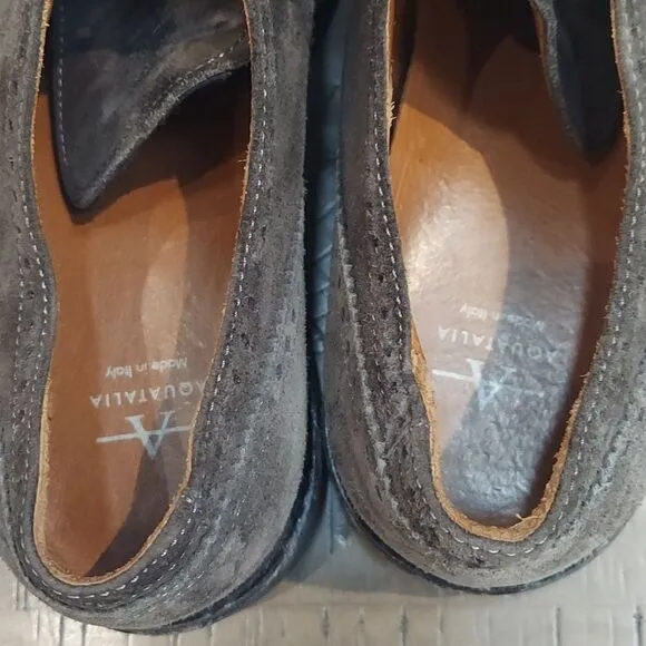 Aquatalia Greyish Brown Suede Derby Oxfords Shoes Sz 8.5