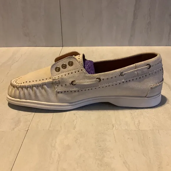 Aquatalia Women's Off White Leather Moccasins Size 11 SB52