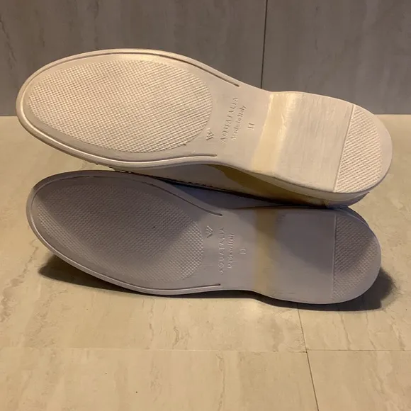 Aquatalia Women's Off White Leather Moccasins Size 11 SB52