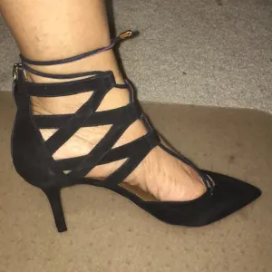 AQUAZZURA BLACK SUEDE STRAPPY MADE IN ITALY SHOES