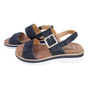 Ara 40 US 9.5 Marbella Suede Leather Sandals Navy Buckle Hook Loop Comfort