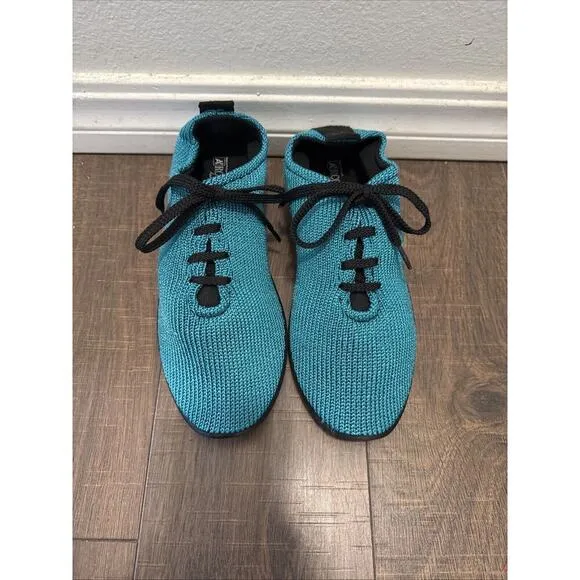ARCOPEDICO LS TURQUOISE NYLON KNIT LACE UP COMFORT SHOES WOMEN 10.5 NEW