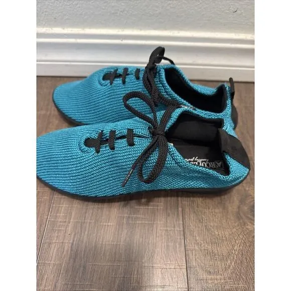 ARCOPEDICO LS TURQUOISE NYLON KNIT LACE UP COMFORT SHOES WOMEN 10.5 NEW