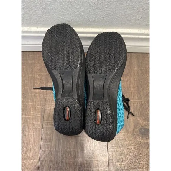 ARCOPEDICO LS TURQUOISE NYLON KNIT LACE UP COMFORT SHOES WOMEN 10.5 NEW