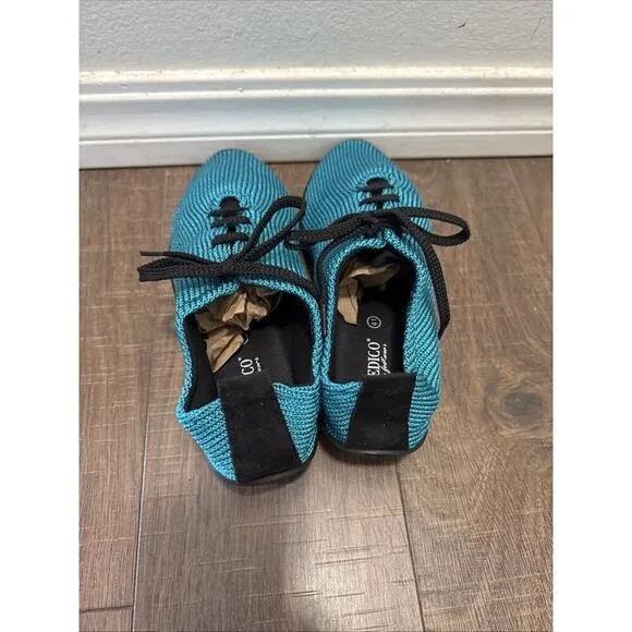 ARCOPEDICO LS TURQUOISE NYLON KNIT LACE UP COMFORT SHOES WOMEN 10.5 NEW