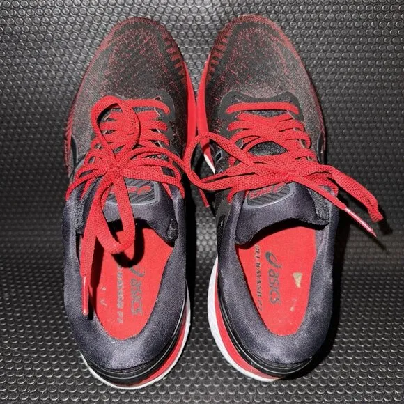 ASICS Gel Kayano 27 Red Black Running athletic Shoes Sneakers Men Size 9.5