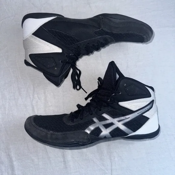 Asics Matflex 6 Wrestling Shoes Men Size 10.5 Black Boxing MMA Sneakers 1081A021