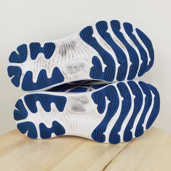 Asics Women's 7 Gel-Nimbus 24 Blue Comfort Insole Running Shoes Sneakers