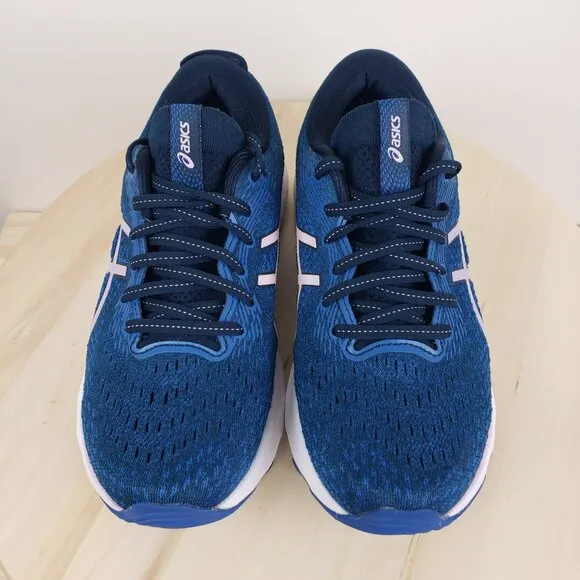 Asics Women's 7 Gel-Nimbus 24 Blue Comfort Insole Running Shoes Sneakers
