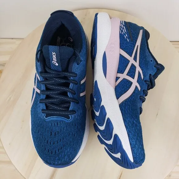 Asics Women's 7 Gel-Nimbus 24 Blue Comfort Insole Running Shoes Sneakers