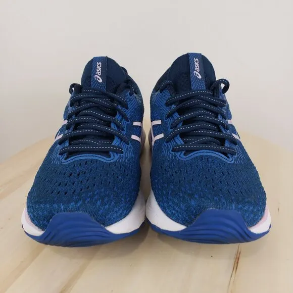 Asics Women's 7 Gel-Nimbus 24 Blue Comfort Insole Running Shoes Sneakers