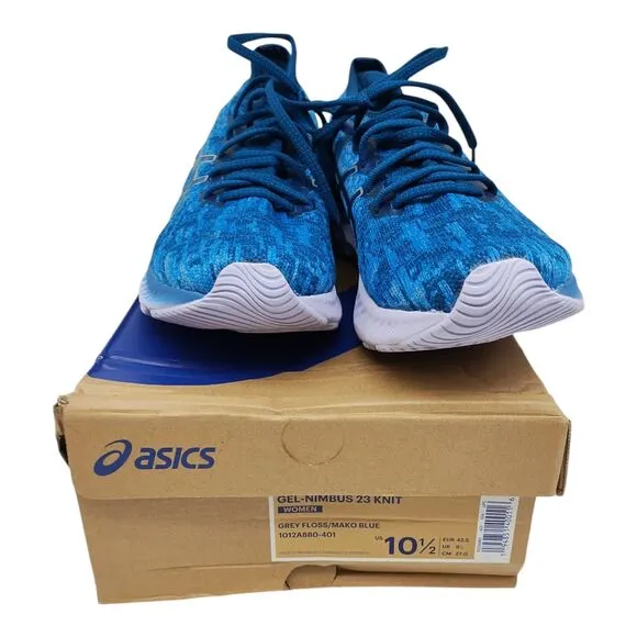 ASICS Women's Gel-Nimbus 23 Knit Running Shoes Mako Blue Size 10.5 Women