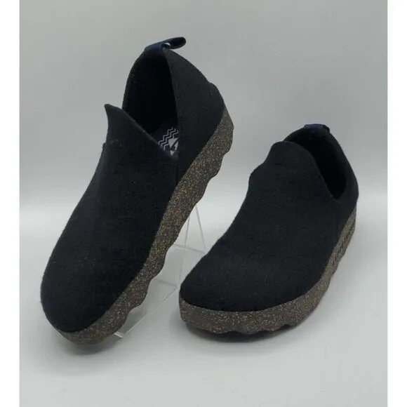 Asportuguesas Fly London Unisex Slip-on Wool Shoes City Black Size 38 / 7.5