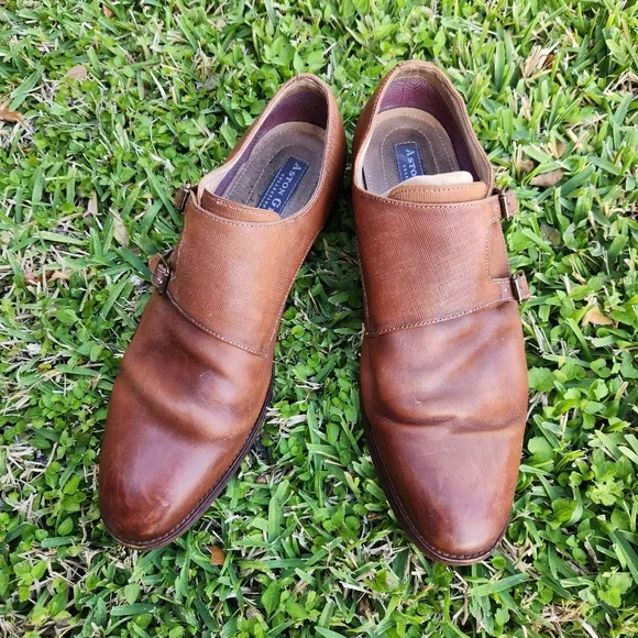 Aston Grey Norelli Double Monk Strap Brown Leather Men's Shoes Size 10.5