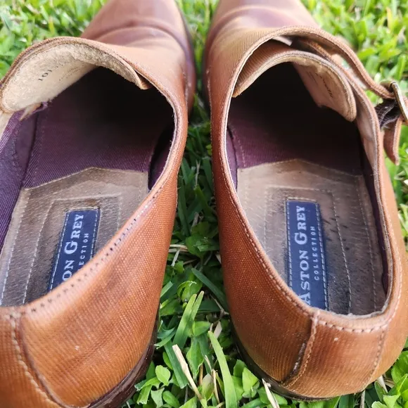 Aston Grey Norelli Double Monk Strap Brown Leather Men's Shoes Size 10.5