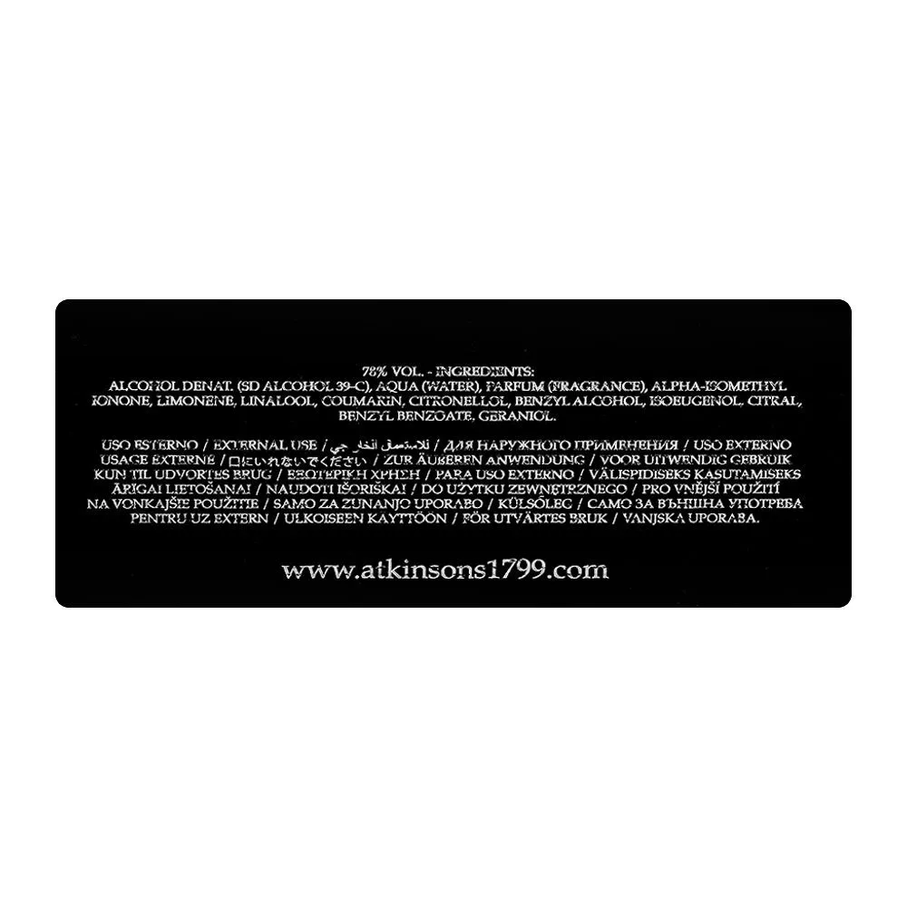 Atkinsons 24 Old Bond Street Triple Extract, Eau de Cologne, 100ml | Italy | Fragrance For Men & Women