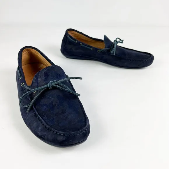 Austin Heller blue suede leather camouflage mens loafer shoes size 11