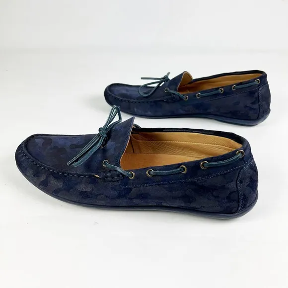 Austin Heller blue suede leather camouflage mens loafer shoes size 11