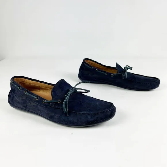 Austin Heller blue suede leather camouflage mens loafer shoes size 11