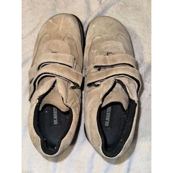 Authentic Doc Martens beige suede double Velcro shoes size 8 men’s