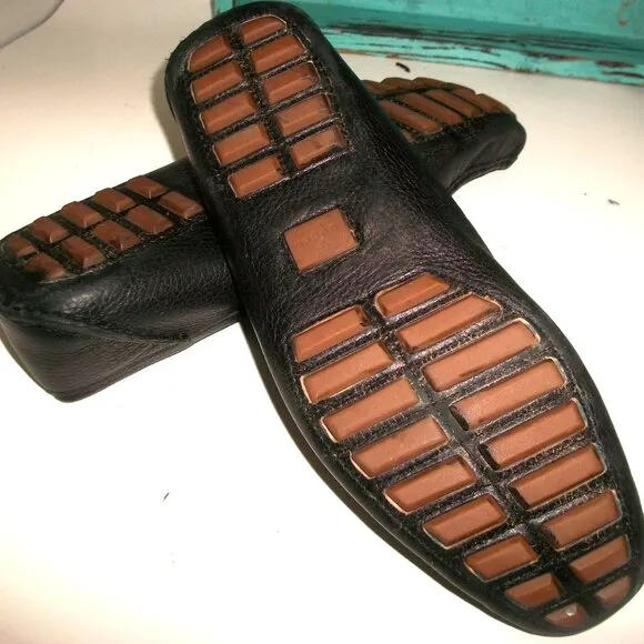 Authentic Gucci Black Leather Bamboo-Horsebit Men's Driving Loafers 7.5 40.5G