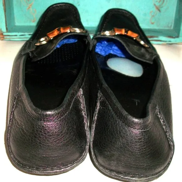 Authentic Gucci Black Leather Bamboo-Horsebit Men's Driving Loafers 7.5 40.5G