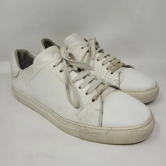 Axel Arigato Shoes Men 10 White Leather Clean 90 Sneakers Lace Up Distressed