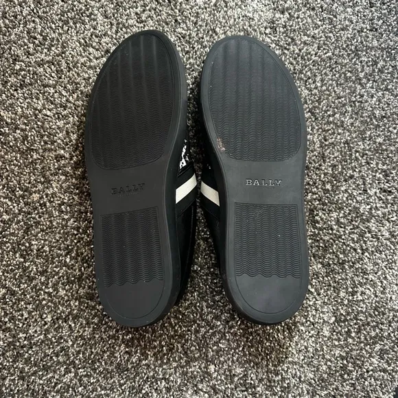 Bally Black and White Suede Loafers with Artistic Pattern