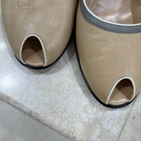 Bally Italian Putty Calf Leather High Heels Size US 9