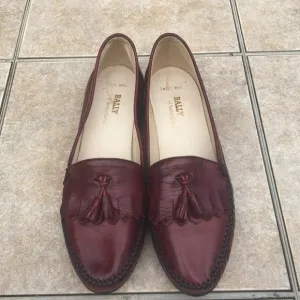 Bally leather tassel moccasins shoes size 10