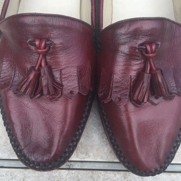 Bally leather tassel moccasins shoes size 10
