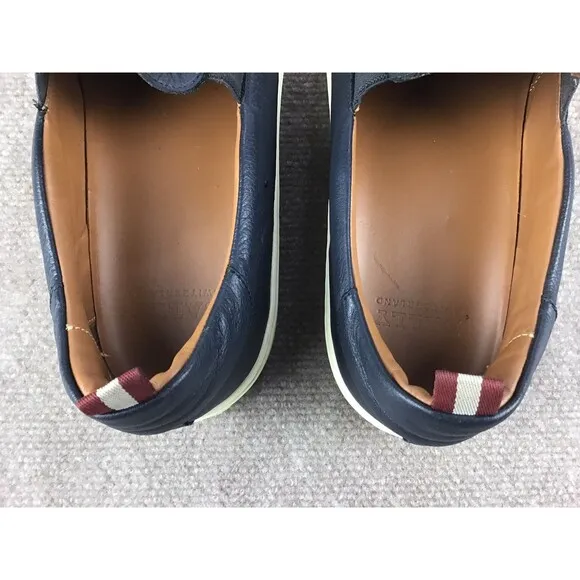 Bally Orniel Men's Navy Leather Slip On Casual Sneakers Shoes Sz EU UK 11/US 12