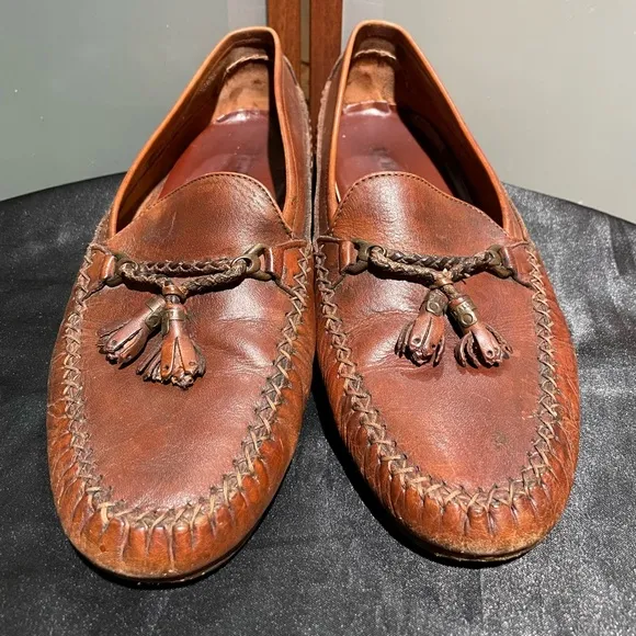 Bally Pavia Vintage Mens Brown Leather Tassel Dress Loafers Driving Shoes 11 M