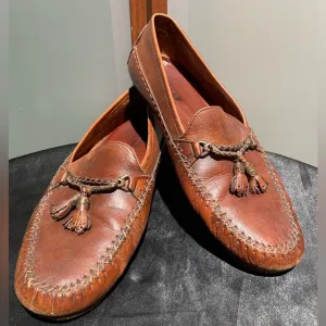 Bally Pavia Vintage Mens Brown Leather Tassel Dress Loafers Driving Shoes 11 M