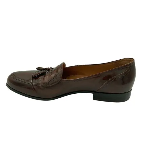 BALLY VIGO Dark Brown Buttery Leather Tassel Kiltie Loafers Shoes 7.5 D Italy